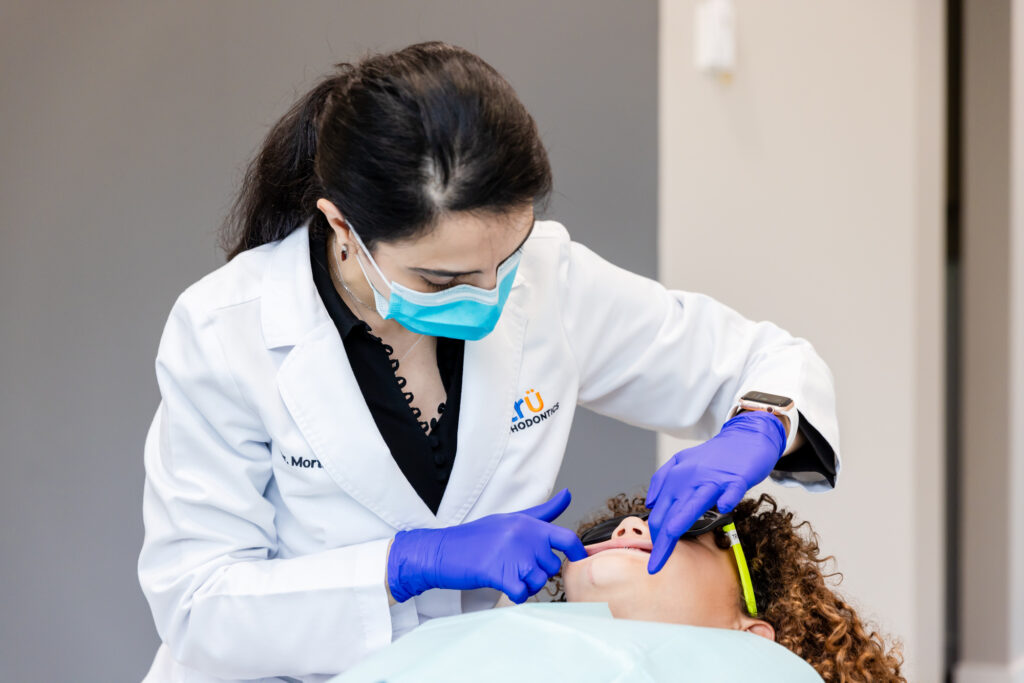 A child getting braces